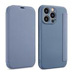 For iPhone 16 Pro Max Imitate Liquid Skin Feel Leather Phone Case with Card Slots(Lavender Grey)