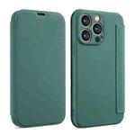 For iPhone 16 Pro Imitate Liquid Skin Feel Leather Phone Case with Card Slots(Dark Green)