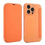 For iPhone 16 Imitate Liquid Skin Feel Leather Phone Case with Card Slots(Orange)