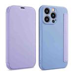 For iPhone XR Imitate Liquid Skin Feel Leather Phone Case with Card Slots(Purple)