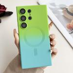 For Samsung Galaxy S24+ 5G Liquid TPU Silicone Gradient MagSafe Phone Case(Green Blue Gradient)