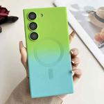 For Samsung Galaxy S21 FE 5G Liquid TPU Silicone Gradient MagSafe Phone Case(Green Blue Gradient)