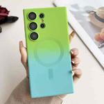 For Samsung Galaxy S25+ 5G Liquid TPU Silicone Gradient MagSafe Phone Case(Green Blue Gradient)