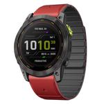 For Garmin Enduro 3 Dual Color Magnetic Quick Release 26mm Silicone Watch Band(Red+Black)