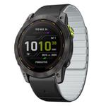 For Garmin Enduro 3 Dual Color Magnetic Quick Release 26mm Silicone Watch Band(Black+Gray)