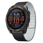 For Garmin Fenix 8 AMOLED 51mm Dual Color Magnetic Quick Release 26mm Silicone Watch Band(Black+Gray)