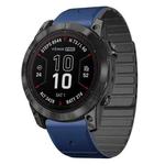 For Garmin Fenix 7X / 7X Pro Dual Color Magnetic Quick Release 26mm Silicone Watch Band(Dark Blue+Black)