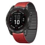 For Garmin Fenix 7X / 7X Pro Dual Color Magnetic Quick Release 26mm Silicone Watch Band(Red+Black)