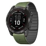 For Garmin Fenix 7X / 7X Pro Dual Color Magnetic Quick Release 26mm Silicone Watch Band(Green+Black)