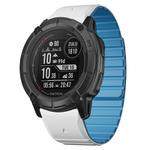 For Garmin Instinct 2X Dual Color Magnetic Quick Release 26mm Silicone Watch Band(White+Sky Blue)