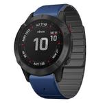 For Garmin Fenix 6X / 6X Pro Dual Color Magnetic Quick Release 26mm Silicone Watch Band(Dark Blue+Black)