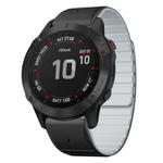 For Garmin Fenix 6X / 6X Pro Dual Color Magnetic Quick Release 26mm Silicone Watch Band(Black+Gray)