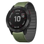 For Garmin Fenix 6X / 6X Pro Dual Color Magnetic Quick Release 26mm Silicone Watch Band(Green+Black)