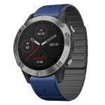 For Garmin Fenix 5X / Fenix 5X Plus Dual Color Magnetic Quick Release 26mm Silicone Watch Band(Dark Blue+Black)