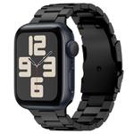 For Apple Watch SE 2023 44mm Three Beads Titanium Alloy Metal Watch Band(Black)