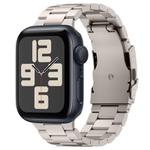 For Apple Watch SE 2023 44mm Three Beads Titanium Alloy Metal Watch Band(Titanium Color)