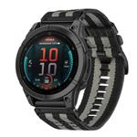 For Garmin Fenix E 47mm Nylon Canvas Quick Release 22mm Watch Band(Black Gray)