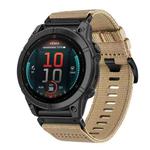 For Garmin Fenix E 47mm Nylon Canvas Quick Release 22mm Watch Band(Khaki)