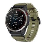 For Garmin Quatix 7 Pro Nylon Canvas Quick Release 22mm Watch Band(Olive Green)