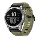 For Garmin Fenix 7 Pro Nylon Canvas Quick Release 22mm Watch Band(Olive Green)