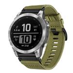 For Garmin Fenix 7 Pro Nylon Canvas Quick Release 22mm Watch Band(Army Green)