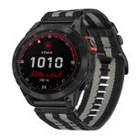 For Garmin Fenix 7 Sapphire Solar Nylon Canvas Quick Release 22mm Watch Band(Black Gray)