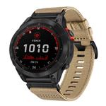 For Garmin Fenix 7 Sapphire Solar Nylon Canvas Quick Release 22mm Watch Band(Khaki)