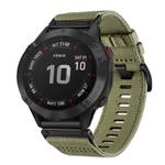 For Garmin Fenix 6 GPS / 6 Pro GPS Nylon Canvas Quick Release 22mm Watch Band(Olive Green)