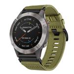 For Garmin Fenix 6 Sapphire GPS Nylon Canvas Quick Release 22mm Watch Band(Army Green)