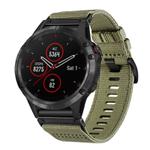 For Garmin Fenix 5 / 5 Plus Nylon Canvas Quick Release 22mm Watch Band(Olive Green)