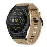 For Garmin Enduro 3 Nylon Canvas Quick Release 26mm Watch Band(Khaki)