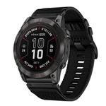 For Garmin Fenix 7X Pro Nylon Canvas Quick Release 26mm Watch Band(Black)