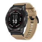 For Garmin Fenix 7X Pro Nylon Canvas Quick Release 26mm Watch Band(Khaki)