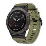 For Garmin Fenix 6X / 6X Pro Nylon Canvas Quick Release 26mm Watch Band(Olive Green)