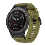 For Garmin Fenix 6X / 6X Pro Nylon Canvas Quick Release 26mm Watch Band(Army Green)