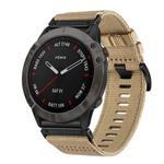 For Garmin Fenix 6X / 6X Pro Nylon Canvas Quick Release 26mm Watch Band(Khaki)