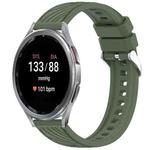 For Samsung Galaxy Watch 7 44mm Stripe Texture Silicone 20mm Watch Band(Dark Green)