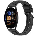 For Samsung Galaxy Watch FE 40mm Stripe Texture Silicone 20mm Watch Band(Black)