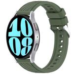 For Samsung Galaxy Watch 6 44mm Stripe Texture Silicone 20mm Watch Band(Dark Green)