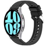 For Samsung Galaxy Watch 6 44mm Stripe Texture Silicone 20mm Watch Band(Black)