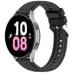 For Samsung Galaxy Watch 5  44mm Stripe Texture Silicone 20mm Watch Band(Black)