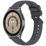 For Samsung Galaxy Watch 5 Pro  45mm Stripe Texture Silicone 20mm Watch Band(Dark Gray)