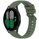 For Samsung Galaxy Watch 4 44mm Stripe Texture Silicone 20mm Watch Band(Dark Green)