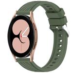 For Samsung Galaxy Watch 4 40mm Stripe Texture Silicone 20mm Watch Band(Dark Green)