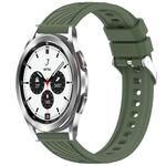 For Samsung  Galaxy Watch 4 Classic 42mm Stripe Texture Silicone 20mm Watch Band(Dark Green)