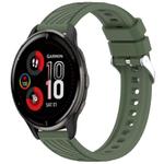 For Garmin Venu 2 Plus Stripe Texture Silicone 20mm Watch Band(Dark Green)