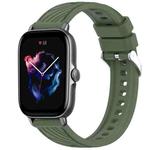 For Amazfit GTS 3 Stripe Texture 20mm Silicone Watch Band(Dark Green)