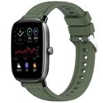 For Amazfit GTS 2 Mini Stripe Texture 20mm Silicone Watch Band(Dark Green)