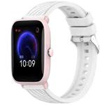 For Amazfit Pop Pro Stripe Texture 20mm Silicone Watch Band(White)