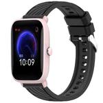 For Amazfit Pop Pro Stripe Texture 20mm Silicone Watch Band(Black)
